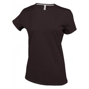 LADIES' SHORT SLEEVE CREW NECK T-SHIRT, Chocolate (T-shirt, 90-100% cotton)