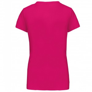 LADIES' SHORT SLEEVE CREW NECK T-SHIRT, Fuchsia (T-shirt, 90-100% cotton)