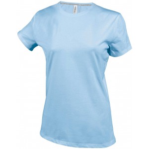 LADIES' SHORT SLEEVE CREW NECK T-SHIRT, Sky Blue (T-shirt, 90-100% cotton)
