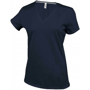 LADIES' SHORT-SLEEVED V-NECK T-SHIRT, Dark Grey (T-shirt, 90-100% cotton)