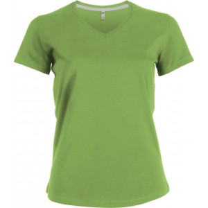 LADIES' SHORT-SLEEVED V-NECK T-SHIRT, Lime (T-shirt, 90-100% cotton)