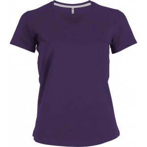 LADIES' SHORT-SLEEVED V-NECK T-SHIRT, Purple (T-shirt, 90-100% cotton)