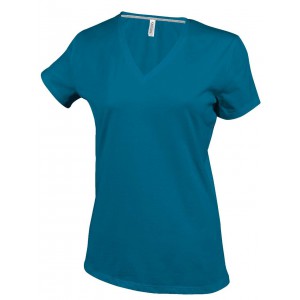LADIES' SHORT-SLEEVED V-NECK T-SHIRT, Tropical Blue (T-shirt, 90-100% cotton)