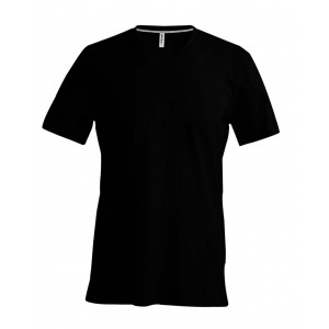 MEN'S SHORT-SLEEVED V-NECK T-SHIRT, Black (T-shirt, 90-100% cotton)