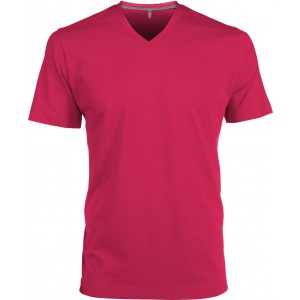 MEN'S SHORT-SLEEVED V-NECK T-SHIRT, Fuchsia (T-shirt, 90-100% cotton)