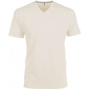 MEN'S SHORT-SLEEVED V-NECK T-SHIRT, Light Sand (T-shirt, 90-100% cotton)