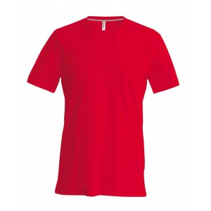 MEN'S SHORT-SLEEVED V-NECK T-SHIRT, Red (T-shirt, 90-100% cotton)