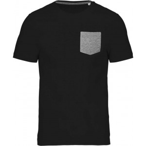 ORGANIC COTTON T-SHIRT WITH POCKET DETAIL, Black/Grey Heather (T-shirt, 90-100% cotton)
