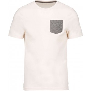 ORGANIC COTTON T-SHIRT WITH POCKET DETAIL, Cream/Grey Heather (T-shirt, 90-100% cotton)