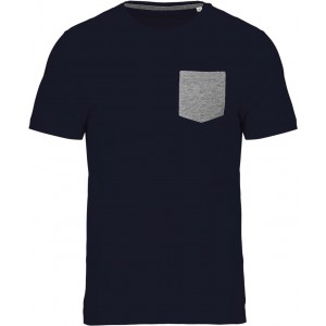 ORGANIC COTTON T-SHIRT WITH POCKET DETAIL, Navy/Grey Heather (T-shirt, 90-100% cotton)