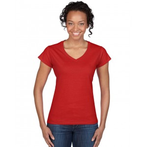 SOFTSTYLE(r) LADIES' V-NECK T-SHIRT, Red (T-shirt, 90-100% cotton)