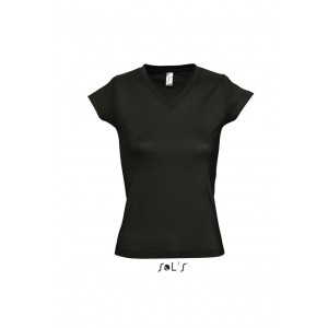 SOL'S MOON - WOMEN?S V-NECK T-SHIRT, Deep Black (T-shirt, 90-100% cotton)