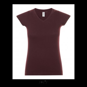 SOL'S MOON - WOMEN?S V-NECK T-SHIRT, Oxblood (T-shirt, 90-100% cotton)