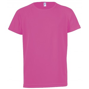 SOL'S SPORTY KIDS - RAGLAN-SLEEVED T-SHIRT, Neon Pink 2 (T-shirt, mixed fiber, synthetic)