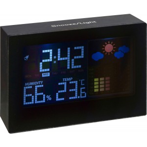 Plastic weather station Halima, black (Thermometer)