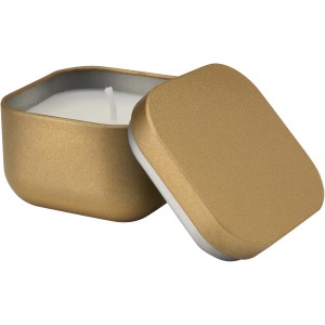 Tindra square tin candle with vanilla aroma, Gold