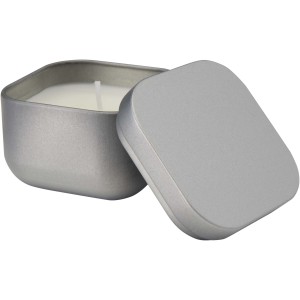 Tindra square tin candle with vanilla aroma, Matted silver