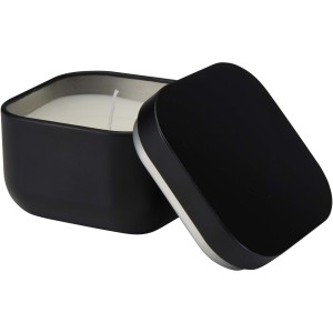 Tindra square tin candle with vanilla aroma, Solid black