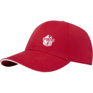 Topaz 6 panel GRS recycled sandwich cap, Red (Hats)