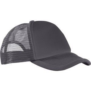 Trucker 5 panel cap, Storm grey, Solid black