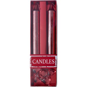 Two glitter candles with glass holder Alexia, red (Candles)