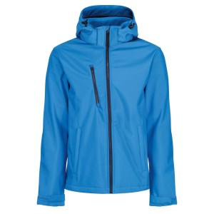 VENTURER 3 LAYER HOODED PRINTABLE SOFTSHELL JACKET, French Blue/Navy