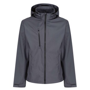 VENTURER 3 LAYER HOODED PRINTABLE SOFTSHELL JACKET, Seal Grey/Black