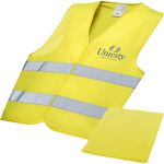 Watch-out safety vest in pouch for professional use, neon yellow (10401000)