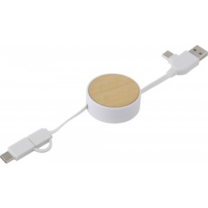 ABS extendable charging cable Jared, white (Eletronics cables, adapters)