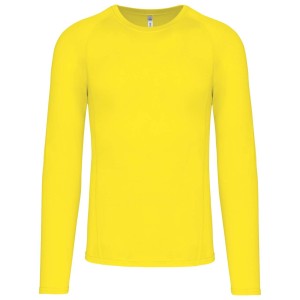 ADULTS' LONG-SLEEVED BASE LAYER SPORTS T-SHIRT, Flashy Yellow
