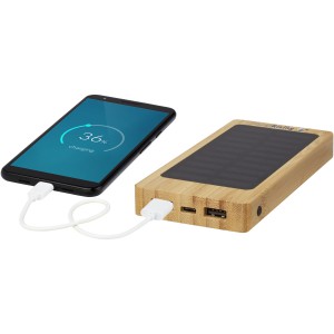 Alata 8000mAh bamboo solar power bank, Beige (Powerbanks)