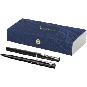 Allure ballpoint and rollerball pen set, Solid black (Pen sets)