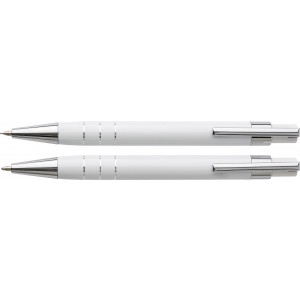 Aluminium writing set Hannah, white (Pen sets)