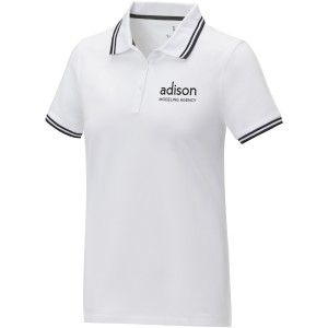 Amarago short sleeve women?s tipping polo, White (Polo shirt, 90-100% cotton)