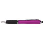 Ballpen with black rubber grip and stylus, pink (2430-17)
