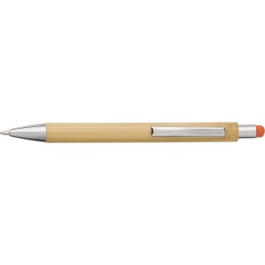 Bamboo and plastic ballpen Claire, orange (Wooden, bamboo, carton pen)