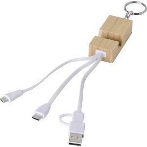 Bamboo keychain Sutton, brown (Eletronics cables, adapters)