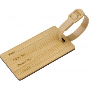 Bamboo luggage tag Shawn, brown (Travel items)