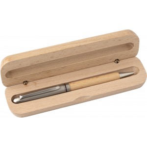 Beechwood ballpen Tobias, brown (Wooden, bamboo, carton pen)