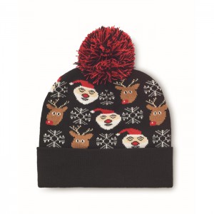 Christmas knitted beanie, Black (Hats)