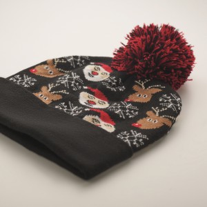 Christmas knitted beanie, Black (Hats)