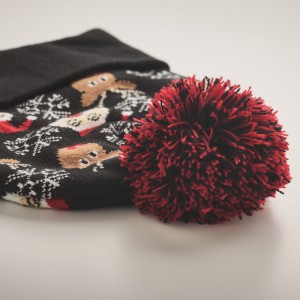 Christmas knitted beanie, Black (Hats)