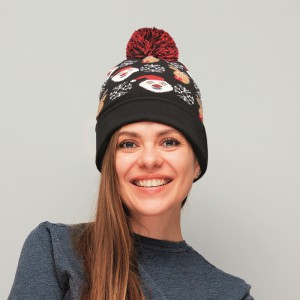 Christmas knitted beanie, Black (Hats)