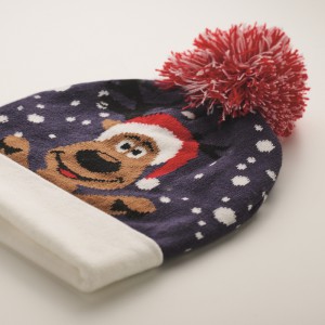 Christmas knitted beanie, Blue (Hats)