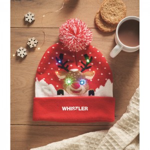 Christmas knitted beanie LED, Red (Hats)