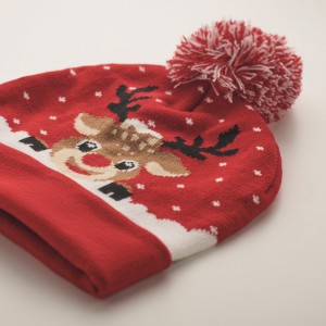 Christmas knitted beanie, Red (Hats)