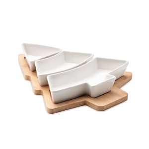 Christmas tree serving tray, White (Wood kitchen equipments)