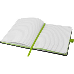 Colour-edge A5 hard cover notebook, solid black,Lime (Notebooks)