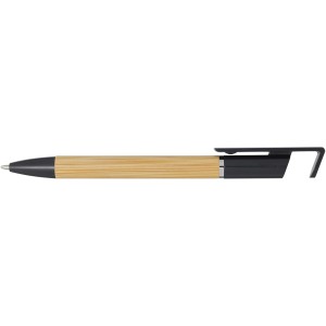 Delfina phone holder pen, Solid black (Wooden, bamboo, carton pen)