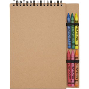 Doodle A5 spiral soft cover notebook and crayon set, Natural (Notebooks)